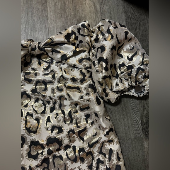 Bardot Leopard Brocade Puff Sleeved Dress - Picture 6 of 10
